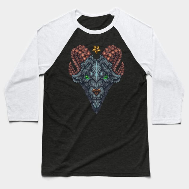 Goat Old School Tattoo Baseball T-Shirt by BlackRavenOath